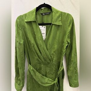 Zara jacquard wrap dress